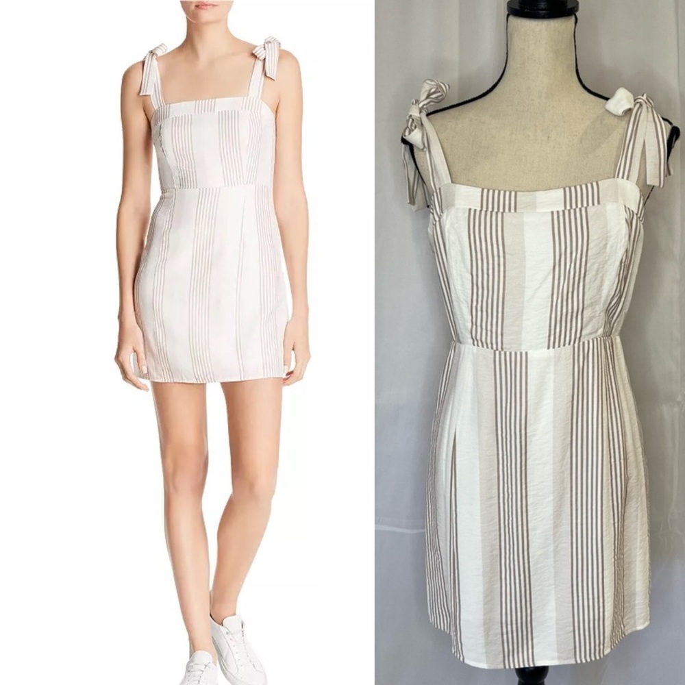 Sage the Label Asher White/Cream Striped Tie Strap Mini Dress